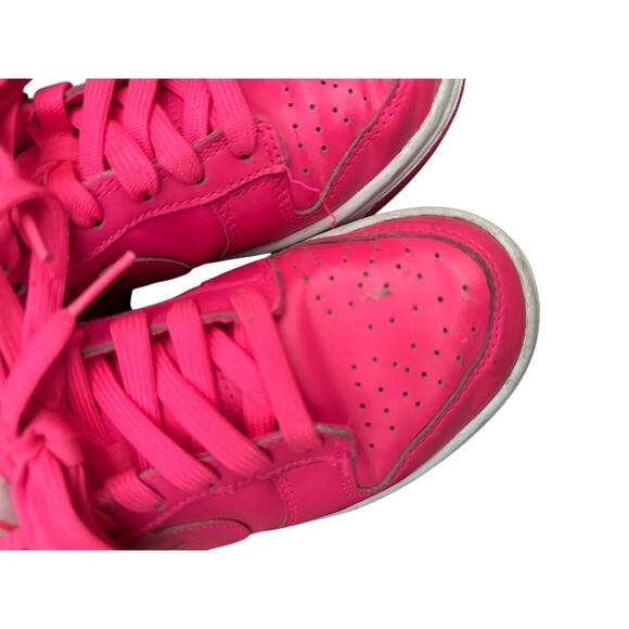 Nike Kid's Hot Pink White Dunk Low Hyper Lace Up Sneaker Shoes Size 5 - Picture 6 of 11